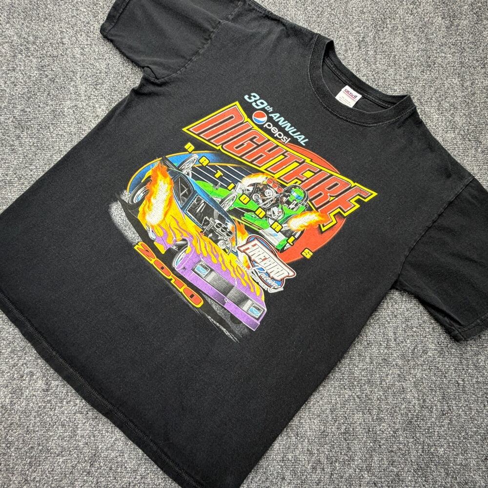 2010 Pepsi Nightfire Nationals Firebird Raceway T-Shirt Black Drag Racing Tee